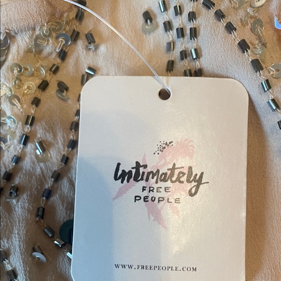 Free People Intimately Embellished Nude Sequined Tie-Shoulder Bodysuit - Picture 2 of 9